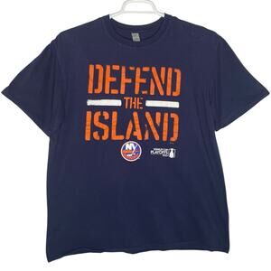 New York Islanders Defend the Island 2023 NHL Playoffs T-Shirt Blue XL Fanatics